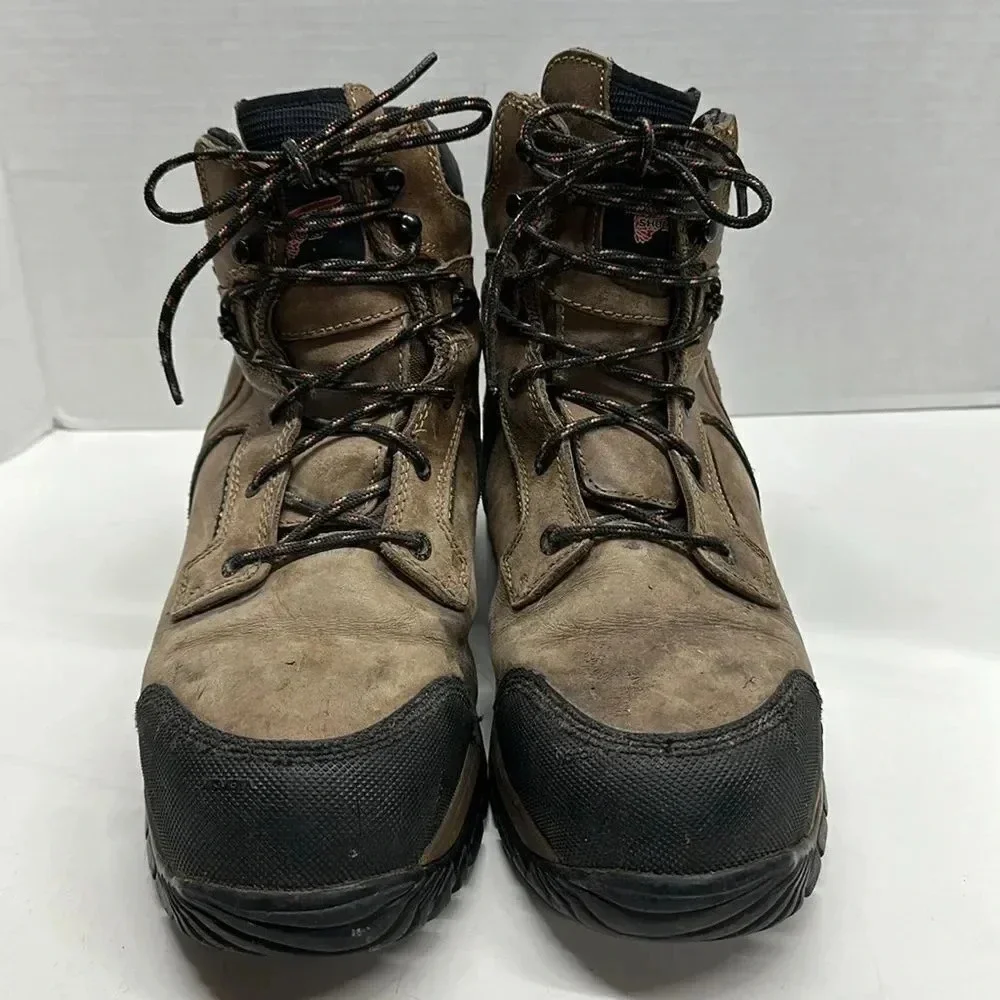 Red Wing Steel Toe Boots ASTM F 2413-11 Brown Lace Up Waterproof Men's Size 10 D